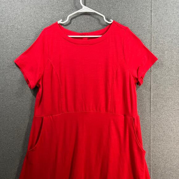 Joan Rivers Regular Cotton Blend Knit Midi Dress with Back Button Red Large - Picture 4 of 13